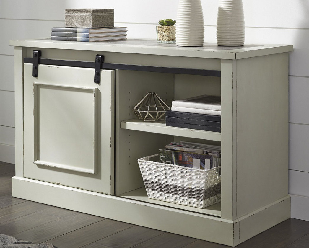 Hillshire White Wood & Cement Top Cabinet Pic 1